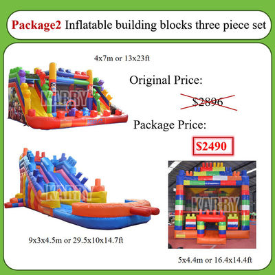 Castelo inflável comercial de cor personalizada ideal para diversão interior e exterior