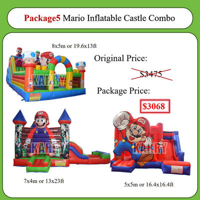 Castelo inflável comercial de cor personalizada ideal para diversão interior e exterior