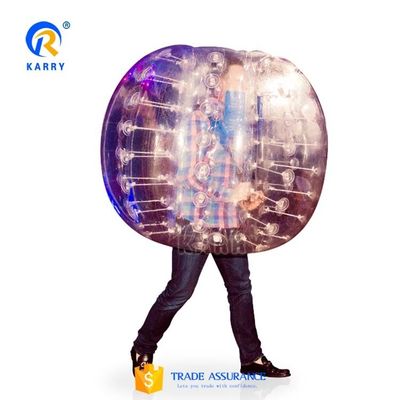 Bola de bolhas de futebol de PVC de tamanho humano no parque de diversões com acessórios de reparo de sopradores CE
