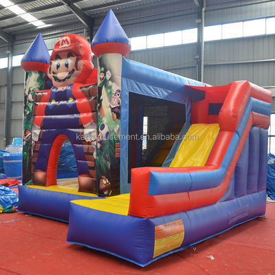 0.55mm PVC Vinyl Tarpaulin Inflável Mario Bounce House Combo Castelo Slide com Blower
