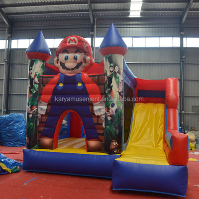 0.55mm PVC Vinyl Tarpaulin Inflável Mario Bounce House Combo Castelo Slide com Blower