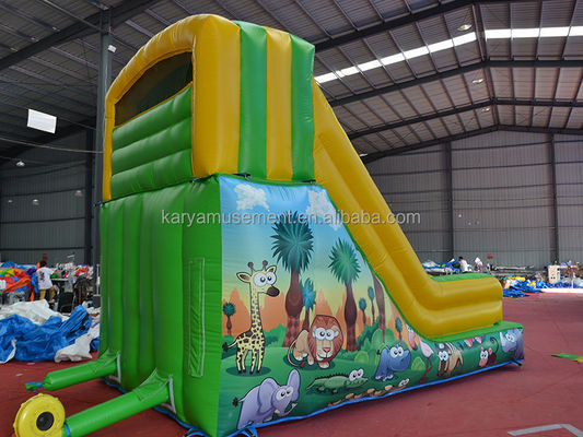 Parque interior essencial pequeno tamanho inflável salto deslizante com design e cor verde