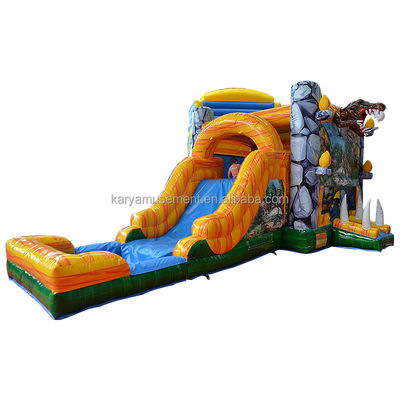 Características PORTABLE inflável Jungle Dino Bouncer House com deslizamento e design unisex