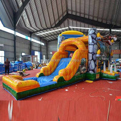 Características PORTABLE inflável Jungle Dino Bouncer House com deslizamento e design unisex