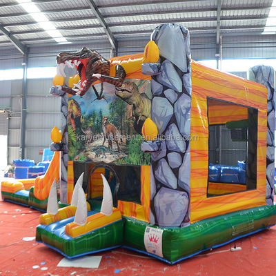 Características PORTABLE inflável Jungle Dino Bouncer House com deslizamento e design unisex