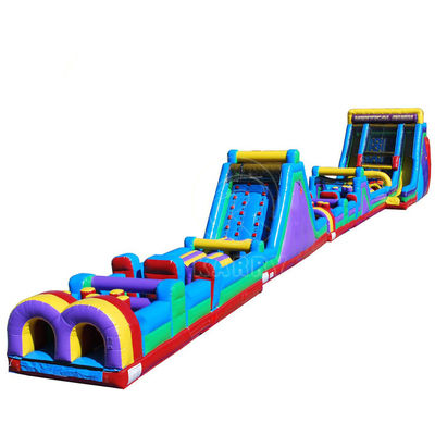 Curso de salto de obstáculos inflável de PVC com escorregador KR-OBS-904-2