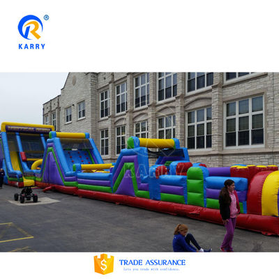 Curso de salto de obstáculos inflável de PVC com escorregador KR-OBS-904-2