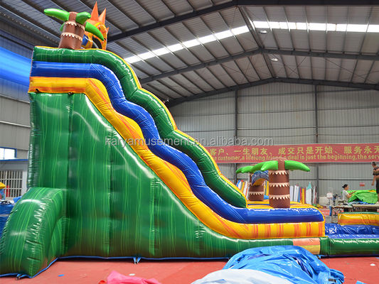 Palmeira Jumbo de 32 pés Slide de água inflável com piscina de brinquedo e slide de salto