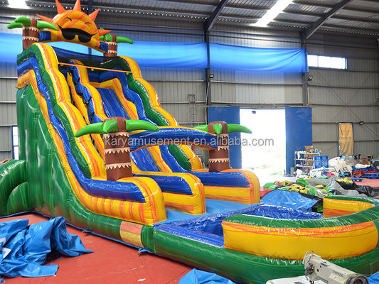 Palmeira Jumbo de 32 pés Slide de água inflável com piscina de brinquedo e slide de salto