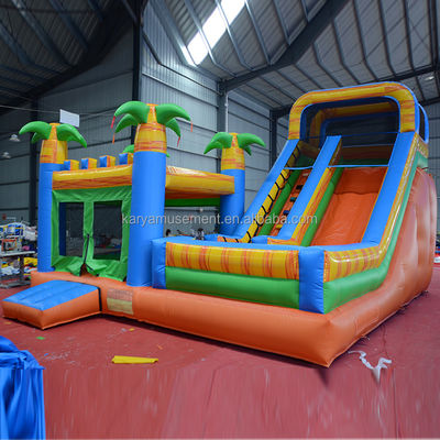 Aluguer de castelo Palmeira inflável Castelo salto com piscina de escorrega CE/EN71/EN14960 Certificado