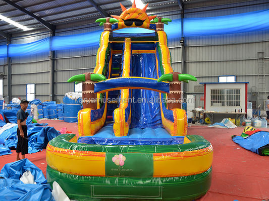 Palmeira Jumbo de 32 pés Slide de água inflável com piscina de brinquedo e slide de salto
