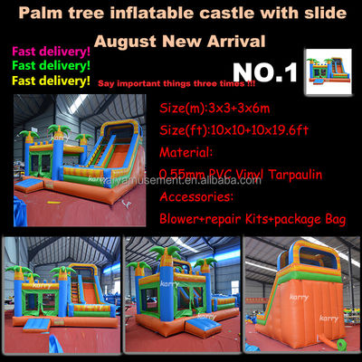 Aluguer de castelo Palmeira inflável Castelo salto com piscina de escorrega CE/EN71/EN14960 Certificado