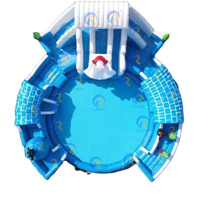 Desfrute de diversão aquática interior com deslizamento de água inflável para 5-10 passageiros e piscina redonda grande