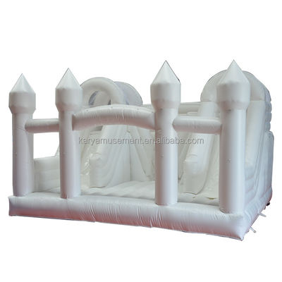 Deslizamento interior Criança pequena Casa de salto branca para festa Casamento Combinação de castelo de salto inflavel