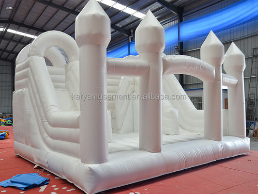 Deslizamento interior Criança pequena Casa de salto branca para festa Casamento Combinação de castelo de salto inflavel
