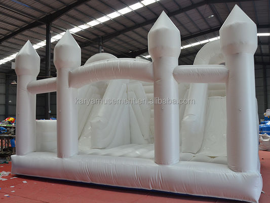 Deslizamento interior Criança pequena Casa de salto branca para festa Casamento Combinação de castelo de salto inflavel
