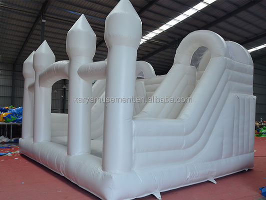 Deslizamento interior Criança pequena Casa de salto branca para festa Casamento Combinação de castelo de salto inflavel