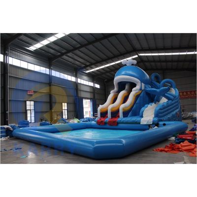 CE Blower e acessórios de reparação Incluindo parque aquático inflável com escorrega de tubarão