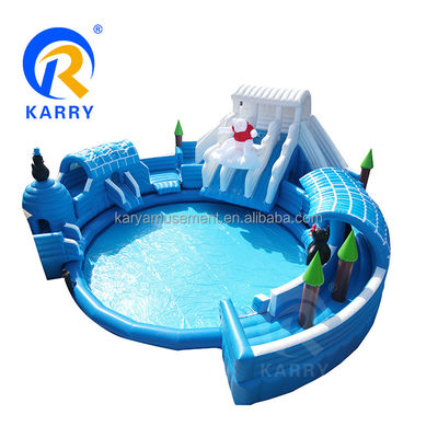 Piscina de grande porte Moonwalk Parque aquático inflável para crianças e adultos Urso polar escorrega de água