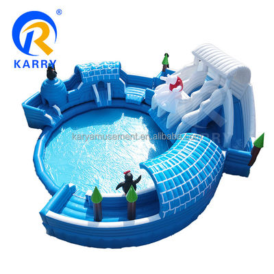 Piscina de grande porte Moonwalk Parque aquático inflável para crianças e adultos Urso polar escorrega de água