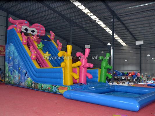 Jardim infantil Festa Trampolim Inflável Carinhosos Polvo Deslizamento de Água e Jogos de Piscina
