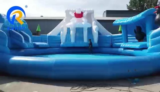 Piscina de grande porte Moonwalk Parque aquático inflável para crianças e adultos Urso polar escorrega de água