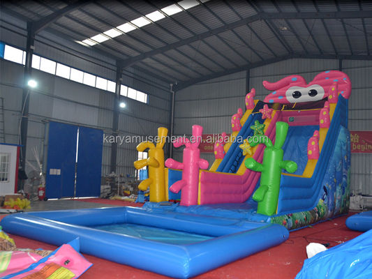 Jardim infantil Festa Trampolim Inflável Carinhosos Polvo Deslizamento de Água e Jogos de Piscina