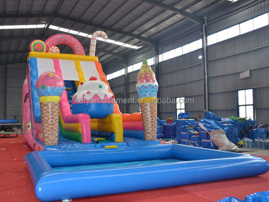 Festa Comercial Aluguel de escorrega de água com piscina de remo infantil em rosa gelado