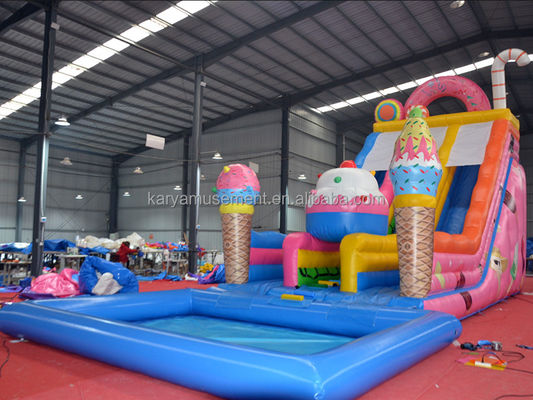 Festa Comercial Aluguel de escorrega de água com piscina de remo infantil em rosa gelado