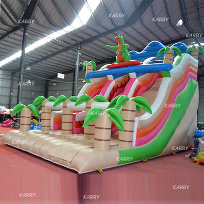 Festa de família Equipamento de diversão Impressão digital Dinossauro Slide Castelo inflável