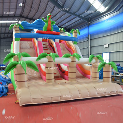 Festa de família Equipamento de diversão Impressão digital Dinossauro Slide Castelo inflável