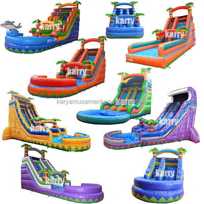 Tamanho personalizado Slide inflável de água de palmeira com crianças Jogar piscina saltar Slides de água de salto PVC melhor