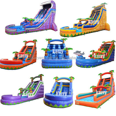 Tamanho personalizado Slide inflável de água de palmeira com crianças Jogar piscina saltar Slides de água de salto PVC melhor