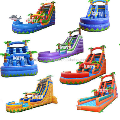 Tamanho personalizado Slide inflável de água de palmeira com crianças Jogar piscina saltar Slides de água de salto PVC melhor