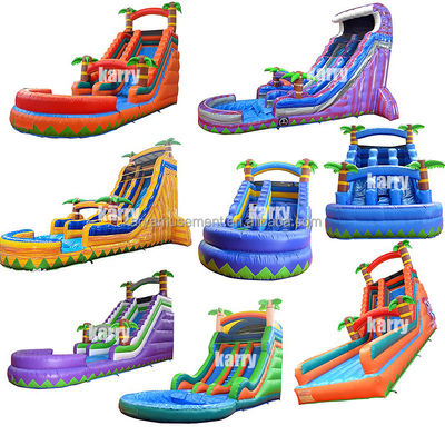 Tamanho personalizado Slide inflável de água de palmeira com crianças Jogar piscina saltar Slides de água de salto PVC melhor