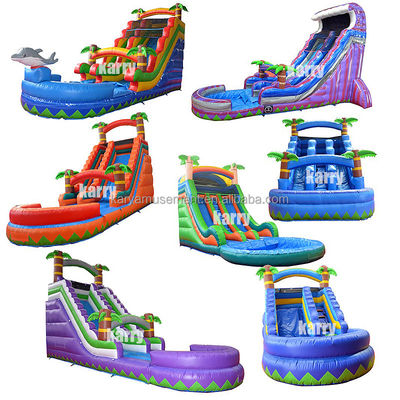 Tamanho personalizado Slide inflável de água de palmeira com crianças Jogar piscina saltar Slides de água de salto PVC melhor
