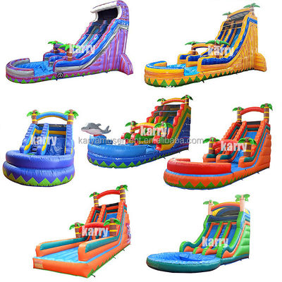 Tamanho personalizado Slide inflável de água de palmeira com crianças Jogar piscina saltar Slides de água de salto PVC melhor