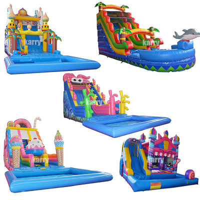 Slide de água inflável com piscina infantil e capacidade máxima de 100-500 kg