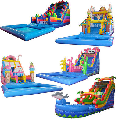 Slide de água inflável com piscina infantil e capacidade máxima de 100-500 kg