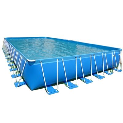 Piscina de estrutura mental retangular com logotipo de impressão digital de 0,9 mm de material de PVC