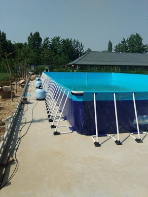 Piscina de estrutura mental retangular com logotipo de impressão digital de 0,9 mm de material de PVC