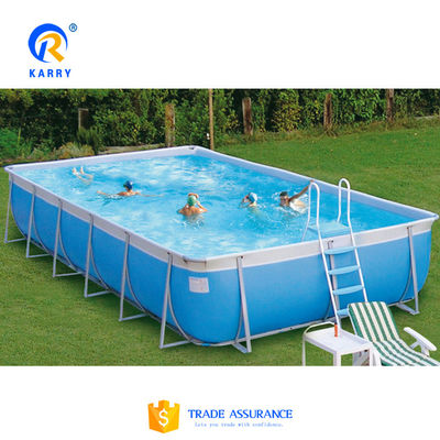 Piscina de estrutura mental retangular com logotipo de impressão digital de 0,9 mm de material de PVC