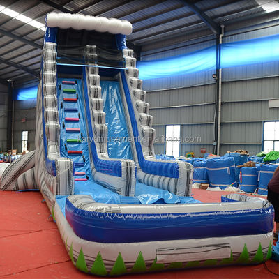 Comércio de 29 pés de alta capacidade pátio traseiro cinza mármore inflável escorrega de água com piscina