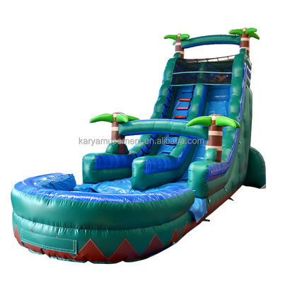 29ft Tropical Jump Water Slide Pool Commercial Backyard Big Palm Water Slide com piscina