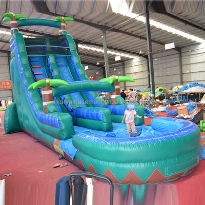 29ft Tropical Jump Water Slide Pool Commercial Backyard Big Palm Water Slide com piscina