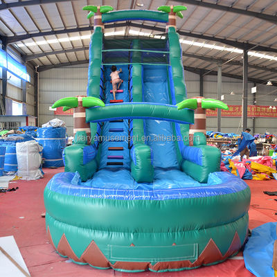 29ft Tropical Jump Water Slide Pool Commercial Backyard Big Palm Water Slide com piscina