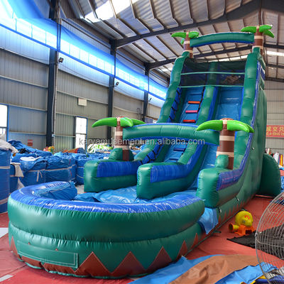 29ft Tropical Jump Water Slide Pool Commercial Backyard Big Palm Water Slide com piscina