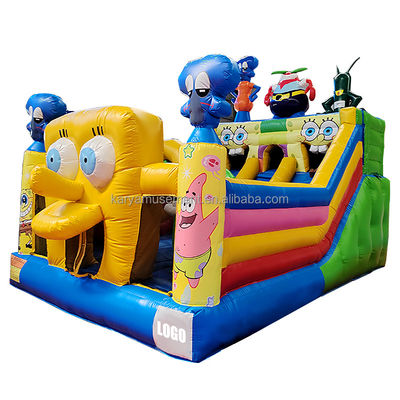 Cor personalizada inflável Esponja-Bob Parque tema castelo salto para adultos festa divertida cidade