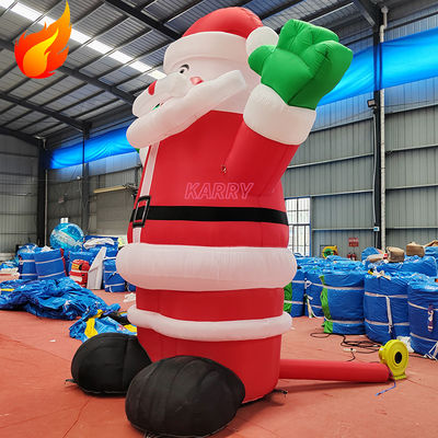 Festa de Natal Quente 4 metros de altura Pai Natal gigante inflável com características portáteis