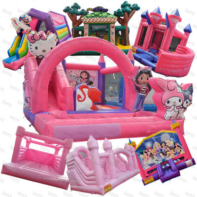 Inflável Pink Bouncy Bouncing Bouncer Castelo para Crianças Pequenos Jogos Combo Slide